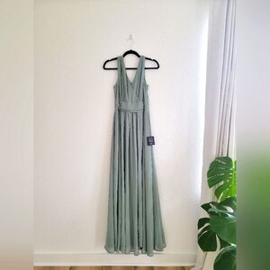 Lulus Thoughts of Hue Sage Brush Surplice Maxi Dress Sage Brush